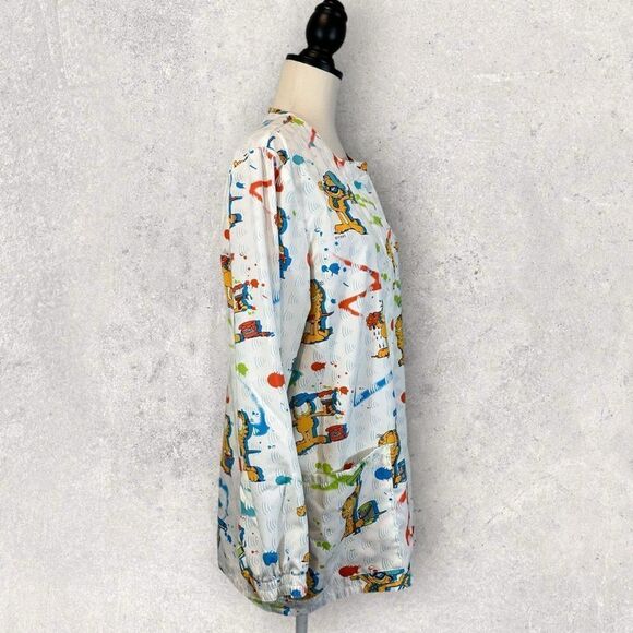 Vintage Garfield Scrub Jacket Cherokee Brand Painter Artist Cartoon Size S - Picture 7 of 13